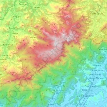 Topografische Karte Parque Nacional da Serra dos Orgãos, Höhe, Relief