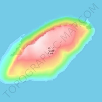 Topografische Karte Round Island, Höhe, Relief