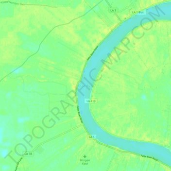 Topografische Karte False River, Höhe, Relief