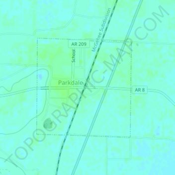 Topografische Karte Parkdale, Höhe, Relief