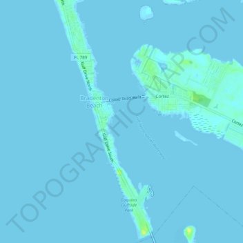 Topografische Karte Brandenton Beach, Höhe, Relief