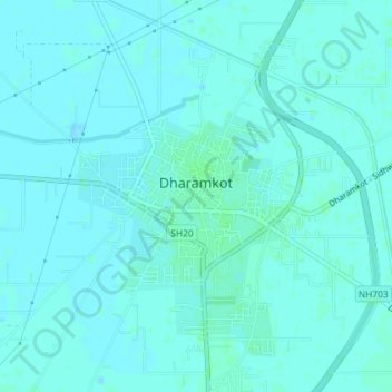 Topografische Karte Dharamkot, Höhe, Relief