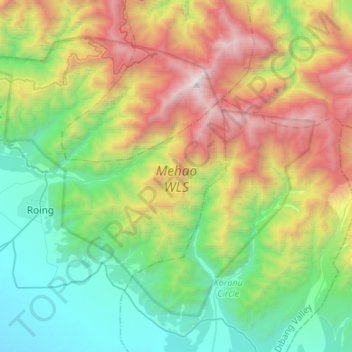 Topografische Karte Mehao WLS, Höhe, Relief
