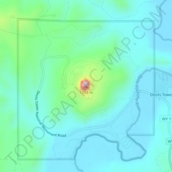Topografische Karte Teufelsturm, Höhe, Relief