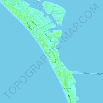 Topografische Karte Holmes Beach, Höhe, Relief