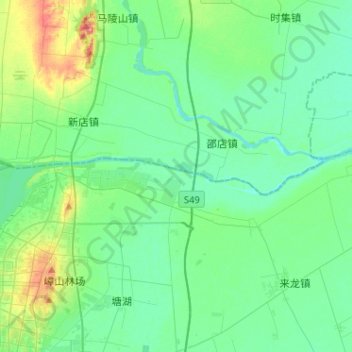 Topografische Karte 新沂河, Höhe, Relief