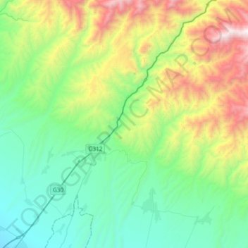 Topografische Karte 果子沟, Höhe, Relief