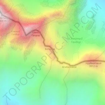 Topografische Karte Суганский хребет, Höhe, Relief