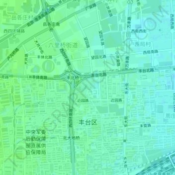 Topografische Karte 丰台花园, Höhe, Relief