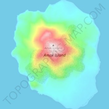 Topografische Karte Amak Island, Höhe, Relief