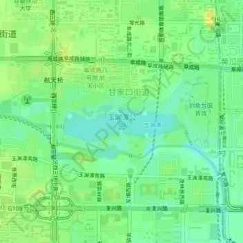 Topografische Karte 玉渊潭公园, Höhe, Relief