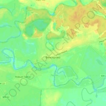 Topografische Karte Венгерово, Höhe, Relief