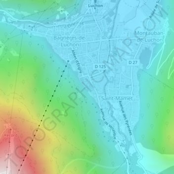 Topografische Karte Thermes, Höhe, Relief
