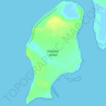 Topografische Karte Denham Island, Höhe, Relief