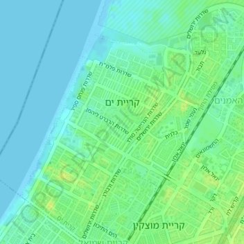Topografische Karte Kiryat Yam, Höhe, Relief