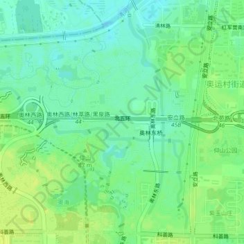 Topografische Karte 奥林匹克森林公园, Höhe, Relief