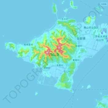 Topografische Karte 西山岛, Höhe, Relief