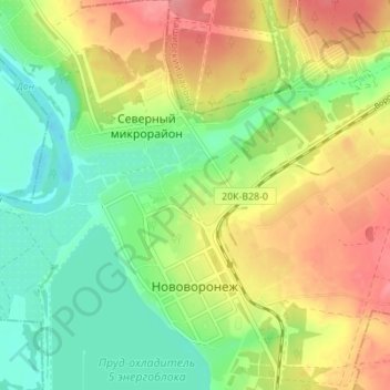 Topografische Karte Нововоронеж, Höhe, Relief