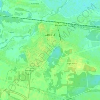 Topografische Karte Дрезна, Höhe, Relief
