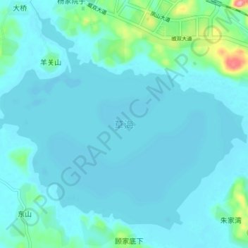 Topografische Karte 草海, Höhe, Relief