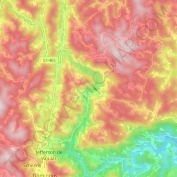 Topografische Karte Rio Jucu, Höhe, Relief