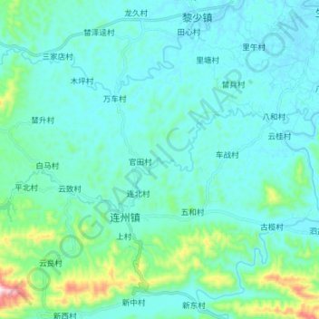Topografische Karte 连州河, Höhe, Relief