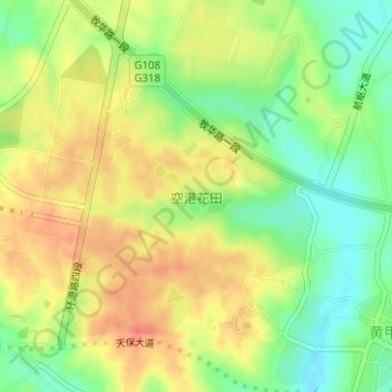 Topografische Karte 空港花田, Höhe, Relief