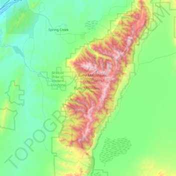 Topografische Karte Ruby Mountains, Höhe, Relief