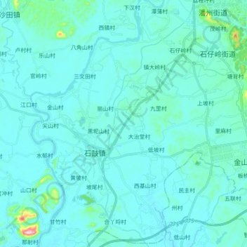 Topografische Karte 高州引鉴总干渠, Höhe, Relief