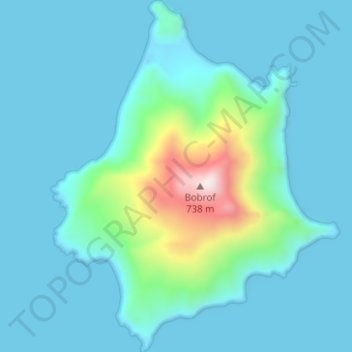 Topografische Karte Bobrof Island, Höhe, Relief
