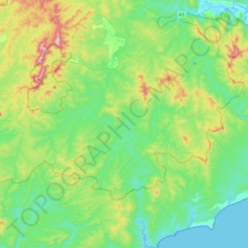Topografische Karte Wingan River, Höhe, Relief