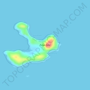 Topografische Karte Coral Island, Höhe, Relief
