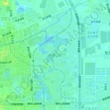 Topografische Karte 朝阳公园, Höhe, Relief