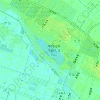 Topografische Karte 牛角淹, Höhe, Relief