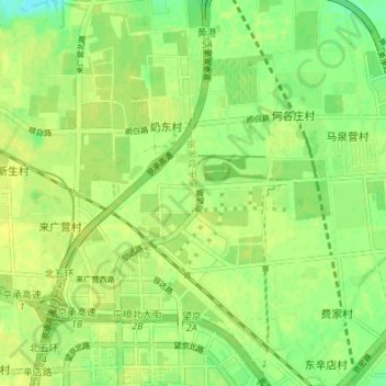 Topografische Karte 张家坟干渠, Höhe, Relief