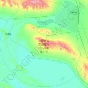 Topografische Karte 冷湖天文观测基地核心暗夜保护区, Höhe, Relief