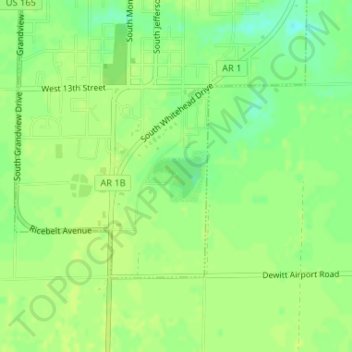 Topografische Karte DeWitt City Park, Höhe, Relief