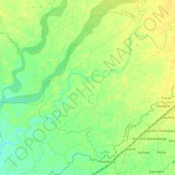 Topografische Karte Dahuk, Höhe, Relief