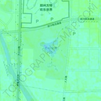 Topografische Karte 郑州绿博园, Höhe, Relief