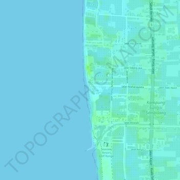 Topografische Karte Pantai Remis, Höhe, Relief
