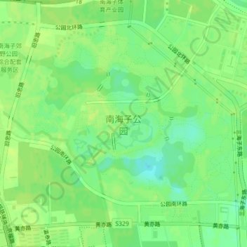 Topografische Karte 南海子公园, Höhe, Relief