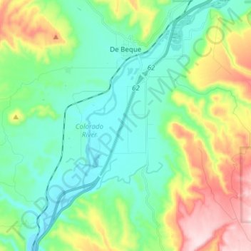 Topografische Karte De Beque, Höhe, Relief
