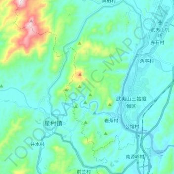 Topografische Karte 武夷山国家级风景名胜区, Höhe, Relief