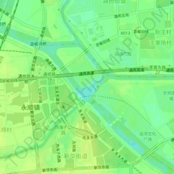 Topografische Karte 通惠河, Höhe, Relief