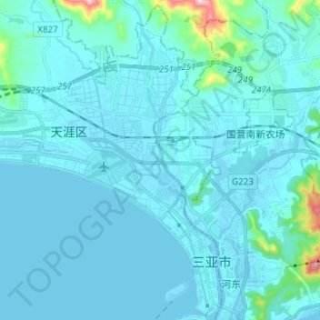Topografische Karte 三亚河, Höhe, Relief