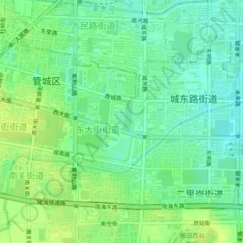 Topografische Karte 郑州文庙, Höhe, Relief