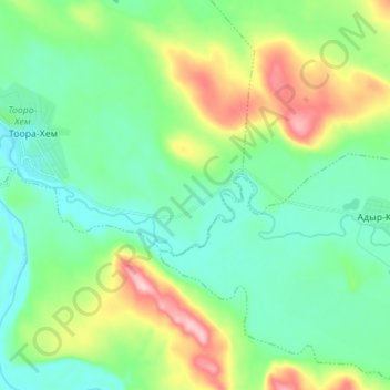 Topografische Karte Тоора-Хем, Höhe, Relief