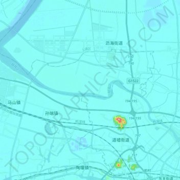 Topografische Karte 曹娥江, Höhe, Relief