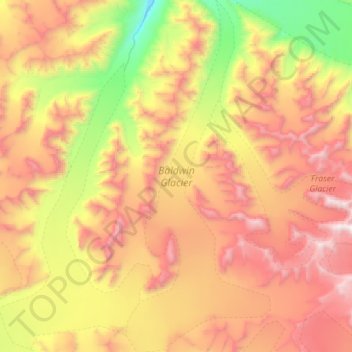 Topografische Karte Baldwin Glacier, Höhe, Relief