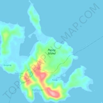 Topografische Karte Panay Island, Höhe, Relief